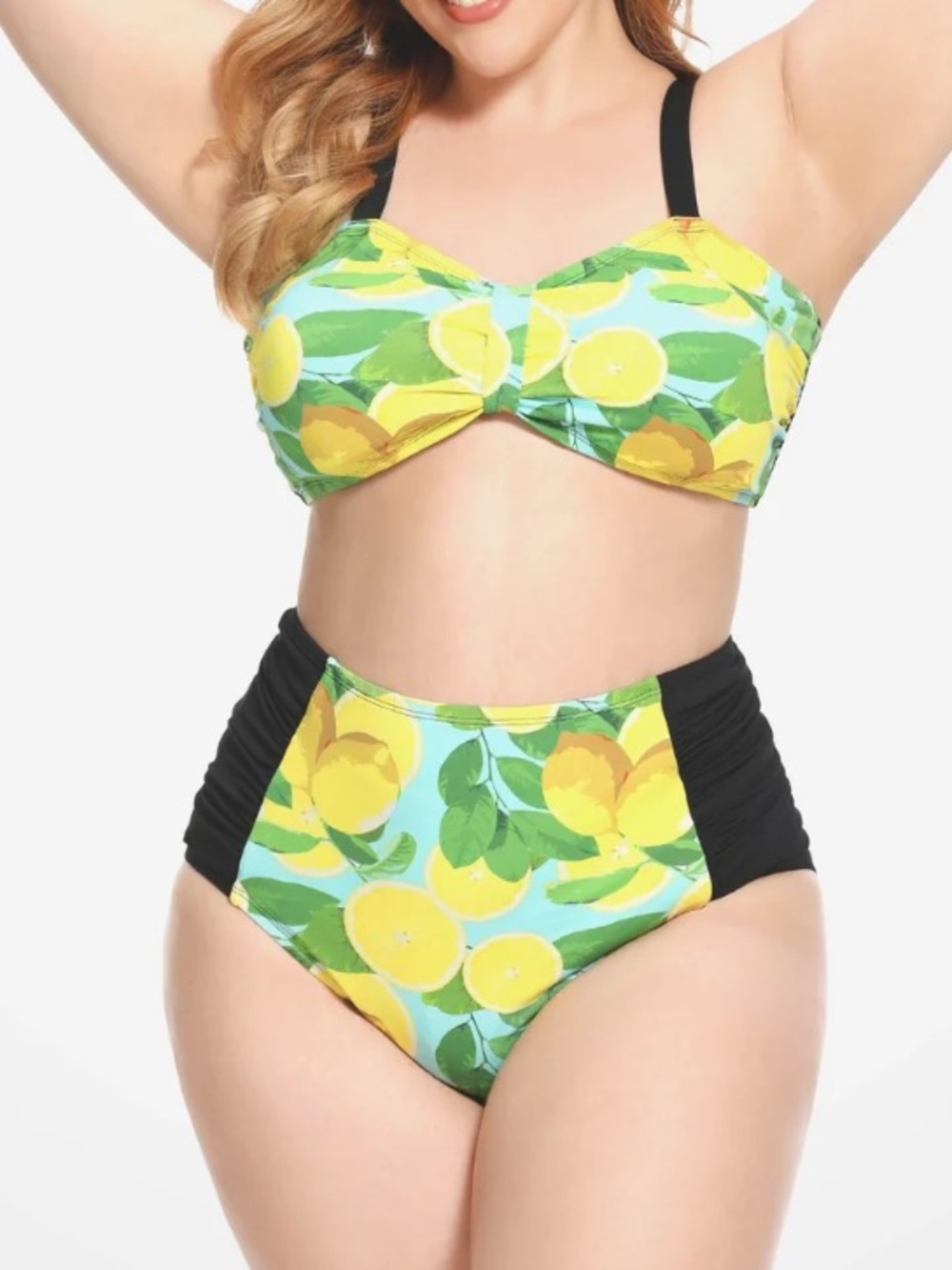 NWT Lemon Print High-Waist Bikini Set